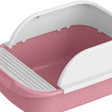 Maxbell Cat Litter Box Toilet Portable Large Space Anti Splashing Semi Closed Tray Pink52cmx36cmx21.5cm