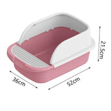 Maxbell Cat Litter Box Toilet Portable Large Space Anti Splashing Semi Closed Tray Pink52cmx36cmx21.5cm