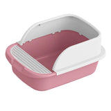 Maxbell Cat Litter Box Toilet Portable Large Space Anti Splashing Semi Closed Tray Pink52cmx36cmx21.5cm