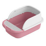 Maxbell Cat Litter Box Toilet Portable Large Space Anti Splashing Semi Closed Tray Pink52cmx36cmx21.5cm