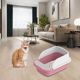 Maxbell Cat Litter Box Toilet Portable Large Space Anti Splashing Semi Closed Tray Pink52cmx36cmx21.5cm