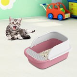 Maxbell Cat Litter Box Toilet Portable Large Space Anti Splashing Semi Closed Tray Pink52cmx36cmx21.5cm