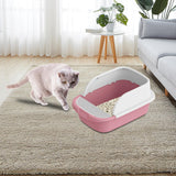 Maxbell Cat Litter Box Toilet Portable Large Space Anti Splashing Semi Closed Tray Pink52cmx36cmx21.5cm