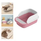 Maxbell Cat Litter Box Toilet Portable Large Space Anti Splashing Semi Closed Tray Pink52cmx36cmx21.5cm