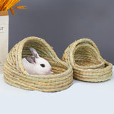Maxbell Hand Woven Rabbit Grass House Bed Hut Straw Hamster Nest for Bunny Mice 35cmx23cm