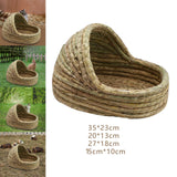 Maxbell Hand Woven Rabbit Grass House Bed Hut Straw Hamster Nest for Bunny Mice 35cmx23cm