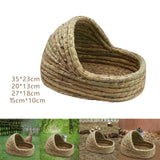 Maxbell Hand Woven Rabbit Grass House Bed Hut Straw Hamster Nest for Bunny Mice 35cmx23cm