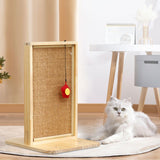 Maxbell Sisal Cat Scratcher Cat Scratch Pad Wood Frame and Base Floor Use Accessory Brown