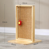 Maxbell Sisal Cat Scratcher Cat Scratch Pad Wood Frame and Base Floor Use Accessory Brown