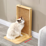 Maxbell Sisal Cat Scratcher Cat Scratch Pad Wood Frame and Base Floor Use Accessory Brown
