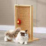 Maxbell Sisal Cat Scratcher Cat Scratch Pad Wood Frame and Base Floor Use Accessory Brown