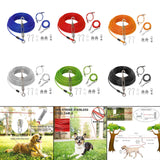 Maxbell Dog Tie Out Cable with 360 Degree Swivel Metal Hook Portable for Running Blue