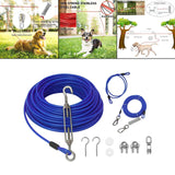 Maxbell Dog Tie Out Cable with 360 Degree Swivel Metal Hook Portable for Running Blue