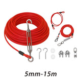 Maxbell Dog Tie Out Cable with 360 Degree Swivel Metal Hook Portable for Running Red