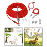 Maxbell Dog Tie Out Cable with 360 Degree Swivel Metal Hook Portable for Running Red