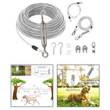 Maxbell Dog Tie Out Cable with 360 Degree Swivel Metal Hook Portable for Running Argent