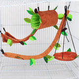 Maxbell Plush Hamster Hammock Leaf Hanging Tunnel Cage for Ferret Squirrel Parrot