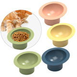 Maxbell Portable Raised Cat Bowl Neck Protection Pet Feeding Bowl Food Container Pink