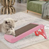 Maxbell Cat Scratcher Cardboard Lounge Scratch Ramp for Sofa Protection Play Kitten Pink