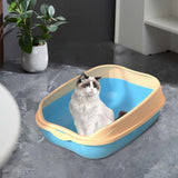 Maxbell Cat Litter Box Bedpan Cat Litter Container Cat Sandbox Cat Toilet Sturdy L Blue