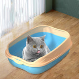 Maxbell Cat Litter Box Bedpan Cat Litter Container Cat Sandbox Cat Toilet Sturdy L Blue