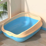 Maxbell Cat Litter Box Bedpan Cat Litter Container Cat Sandbox Cat Toilet Sturdy L Blue