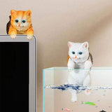 Maxbell Cat Aquarium Landscape Ornaments Storage Decor Resin for Aquarium Lovers white