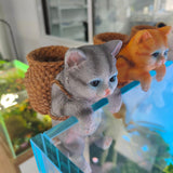 Maxbell Cat Aquarium Landscape Ornaments Storage Decor Resin for Aquarium Lovers white