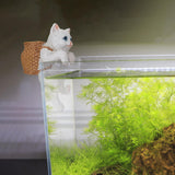 Maxbell Cat Aquarium Landscape Ornaments Storage Decor Resin for Aquarium Lovers white