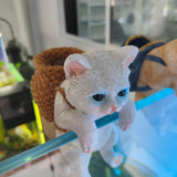 Maxbell Cat Aquarium Landscape Ornaments Storage Decor Resin for Aquarium Lovers white