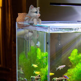 Maxbell Cat Aquarium Landscape Ornaments Storage Decor Resin for Aquarium Lovers gray