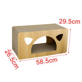 Maxbell Cat Corrugated House Scratching Bed Lounge Scratcher Cardboard for Kitty 58.5cmx26.5cmx29.5cm