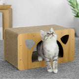 Maxbell Cat Corrugated House Scratching Bed Lounge Scratcher Cardboard for Kitty 58.5cmx26.5cmx29.5cm