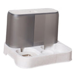 Maxbell Pet Feeder Drink Fountain Large Capacity Gravity Feeder Cat Dog Bowl Dish White