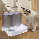 Maxbell Pet Feeder Drink Fountain Large Capacity Gravity Feeder Cat Dog Bowl Dish Gray