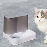 Maxbell Pet Feeder Drink Fountain Large Capacity Gravity Feeder Cat Dog Bowl Dish Gray