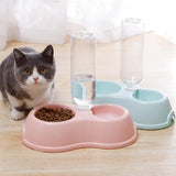 Maxbell Pets Water and Food Bowl Set Small Animals Watering Double Cats Dogs Bowls Pink