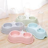 Maxbell Pets Water and Food Bowl Set Small Animals Watering Double Cats Dogs Bowls Pink