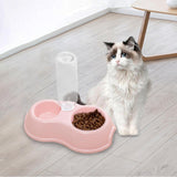 Maxbell Pets Water and Food Bowl Set Small Animals Watering Double Cats Dogs Bowls Pink