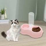 Maxbell Pets Water and Food Bowl Set Small Animals Watering Double Cats Dogs Bowls Pink