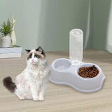 Maxbell Pets Water and Food Bowl Set Small Animals Watering Double Cats Dogs Bowls Gray