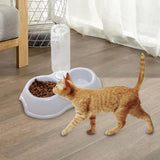 Maxbell Pets Water and Food Bowl Set Small Animals Watering Double Cats Dogs Bowls Gray