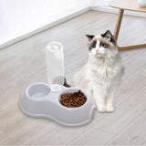 Maxbell Pets Water and Food Bowl Set Small Animals Watering Double Cats Dogs Bowls Gray