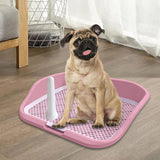Maxbell Portable Mesh Dog Training Toilet Litter Box Small Dog Urinal with Fence Pink