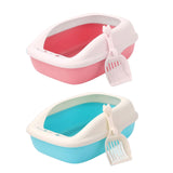 Maxbell Cat Litter Box with High Side Durable Pet Litter Tray Cat Sandbox Bedpan Pink