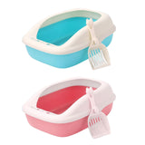 Maxbell Cat Litter Box with High Side Durable Pet Litter Tray Cat Sandbox Bedpan Pink