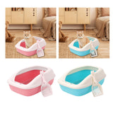 Maxbell Cat Litter Box with High Side Durable Pet Litter Tray Cat Sandbox Bedpan Pink