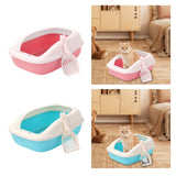 Maxbell Cat Litter Box with High Side Durable Pet Litter Tray Cat Sandbox Bedpan Pink
