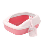 Maxbell Cat Litter Box with High Side Durable Pet Litter Tray Cat Sandbox Bedpan Pink