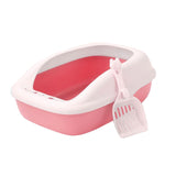 Maxbell Cat Litter Box with High Side Durable Pet Litter Tray Cat Sandbox Bedpan Pink